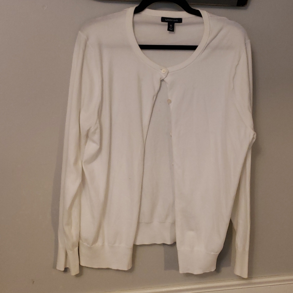 Lands end white cardigan